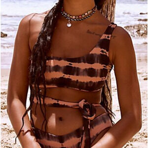 MARTHA REY FREE PEOPLE BOHO TIE DYE HAPRER WRAP BIKINI SWIMSUIT SWIM TOP SZ S